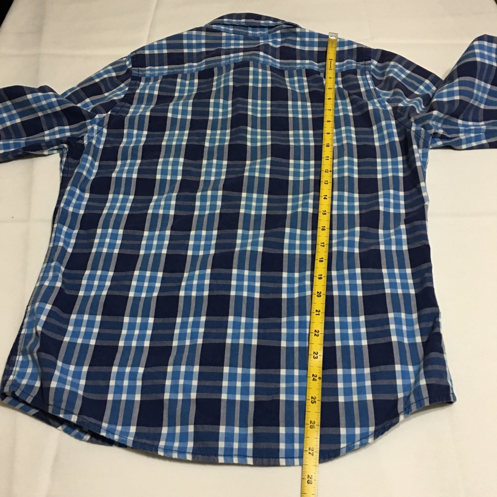 Lot of 2 Hollister Long Sleeve Button Down Shirts Mens Medium Blue Plaid Y2K - Picture 6 of 11